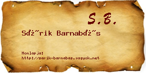 Sárik Barnabás névjegykártya